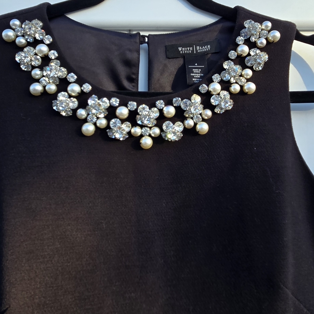 White House Black Market Black Dress with Sparkling Embellishments